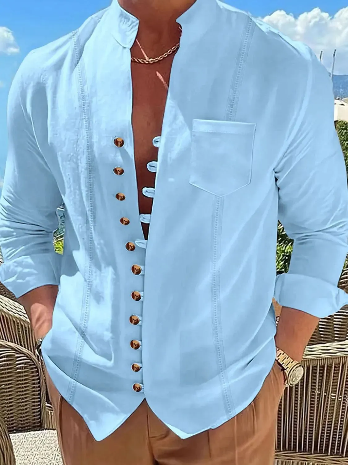 Men's Full Size Button Up Long Sleeve Shirt Plus Size