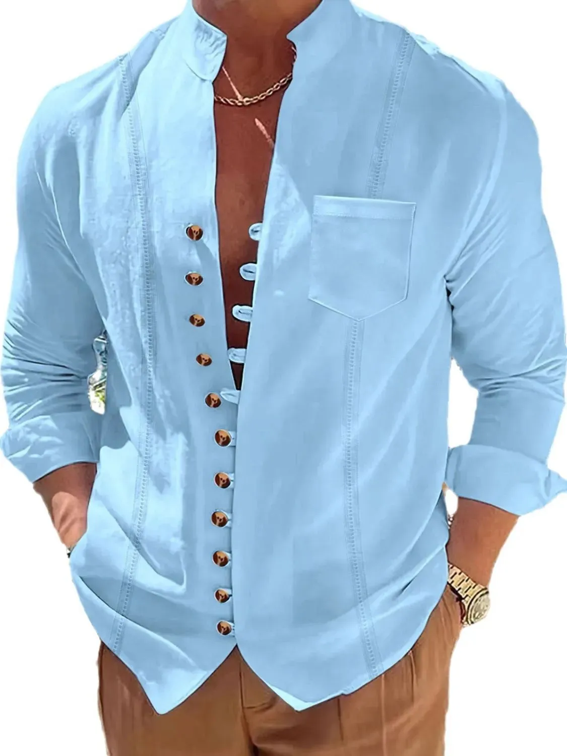 Men's Full Size Button Up Long Sleeve Shirt Plus Size