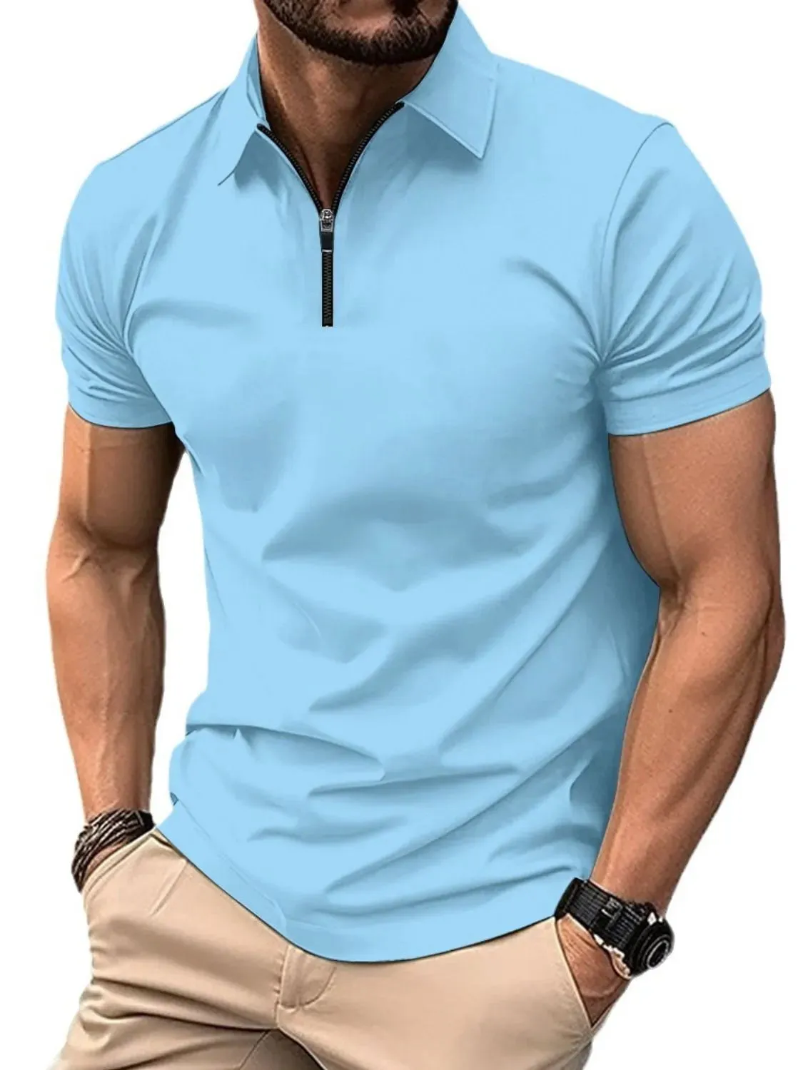 Men's Full Size Collared Neck Short Sleeve Polo Plus Size