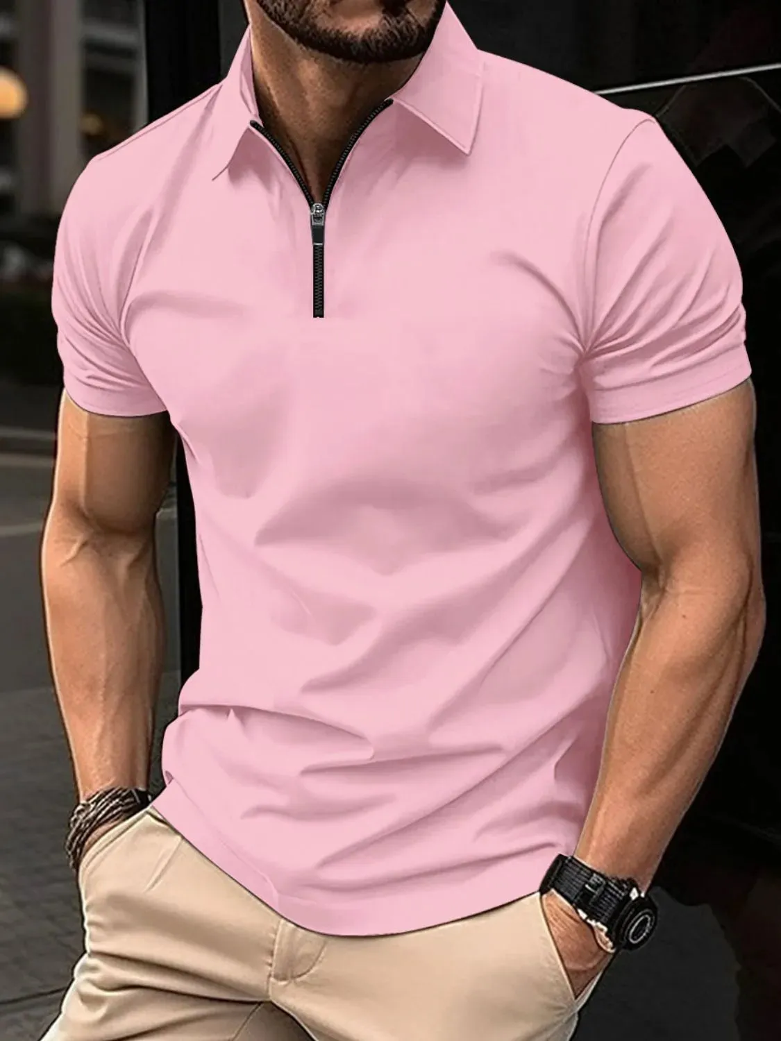 Men's Full Size Collared Neck Short Sleeve Polo Plus Size