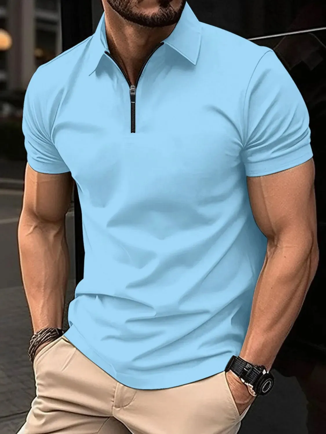 Men's Full Size Collared Neck Short Sleeve Polo Plus Size