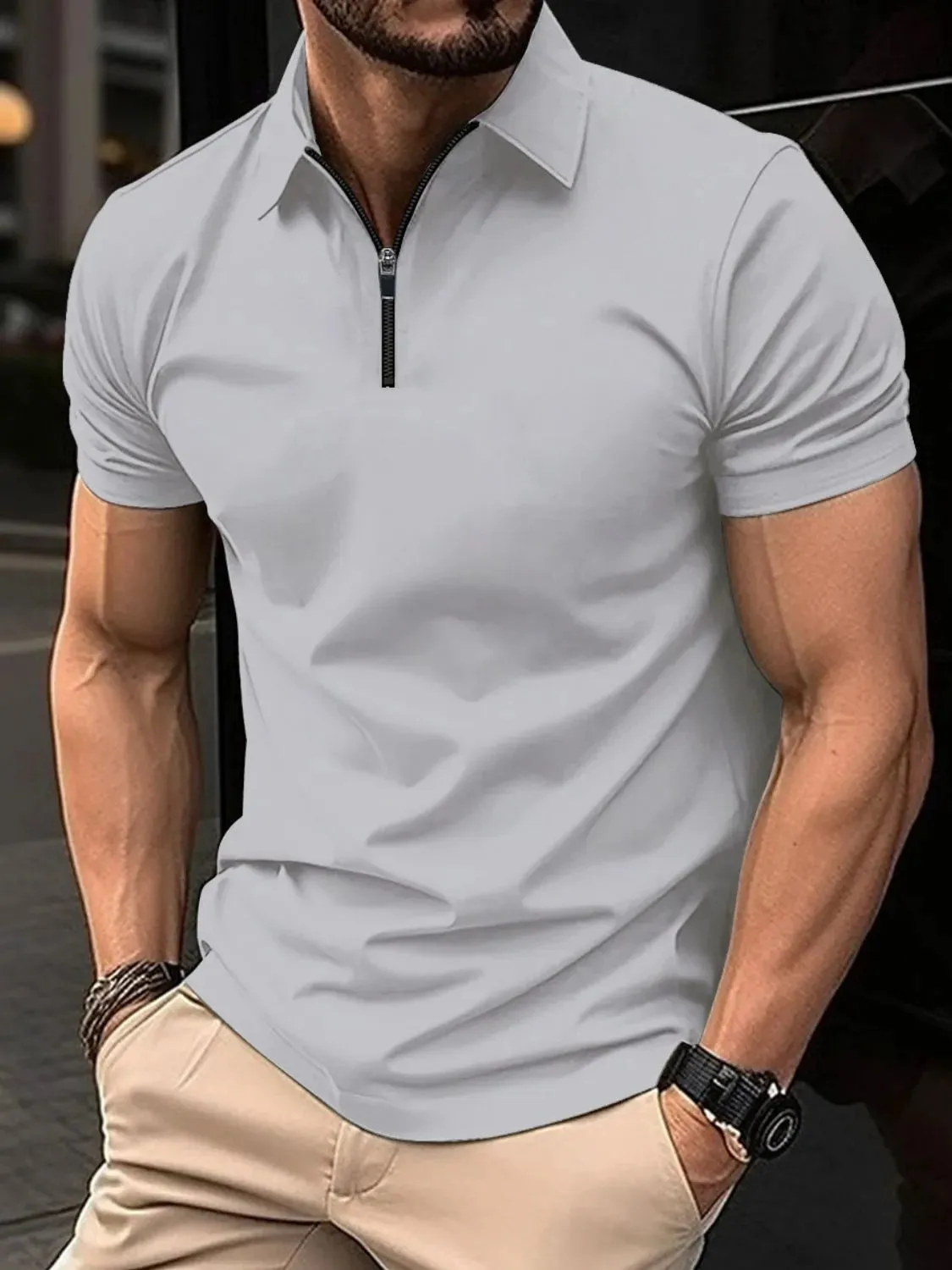Men's Full Size Collared Neck Short Sleeve Polo Plus Size