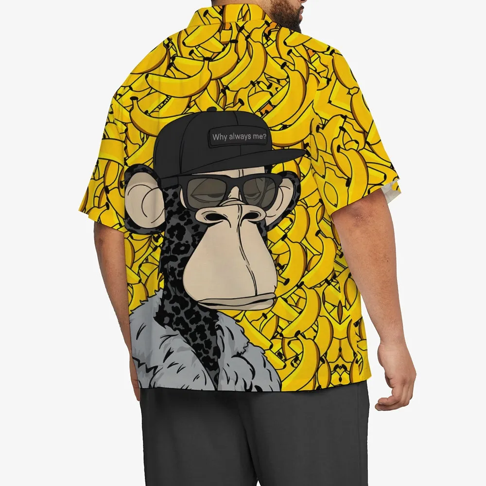 Men's Hawaiian Fashion Banana Ape Casual Short Sleeve Shirt 2307100507