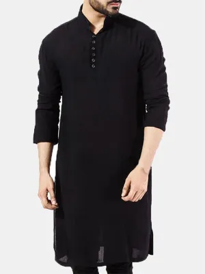 Men's Indian Traditional Kurta Solid Color Cotton Long Shirts Ethnic Outfits