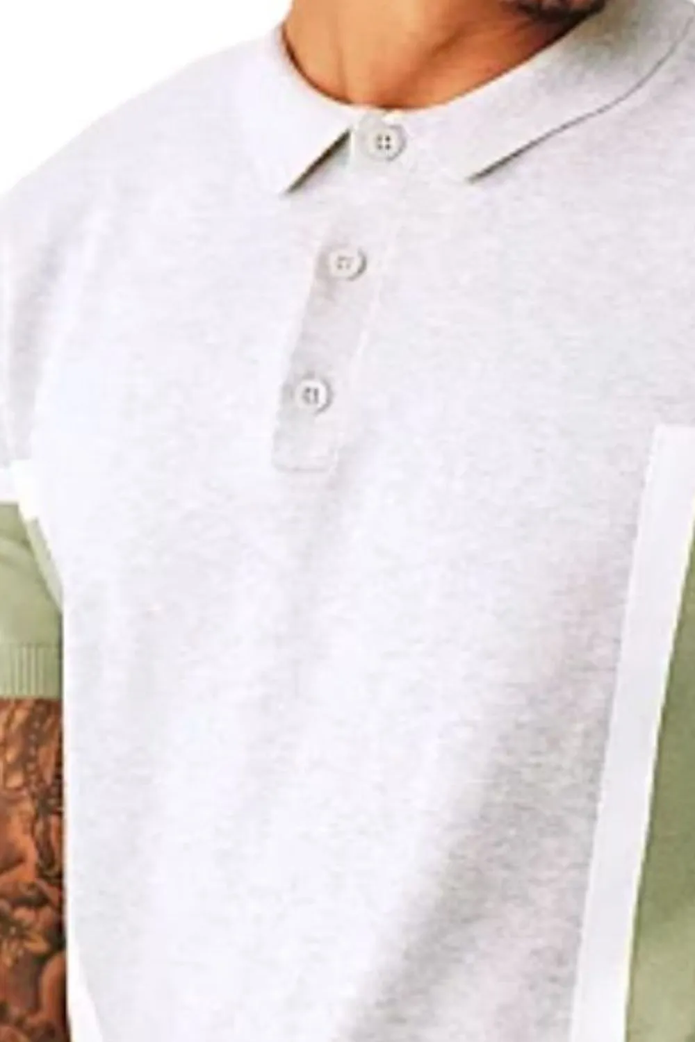 Men's Plus Size Button Detail Short Sleeve Contrast Polo