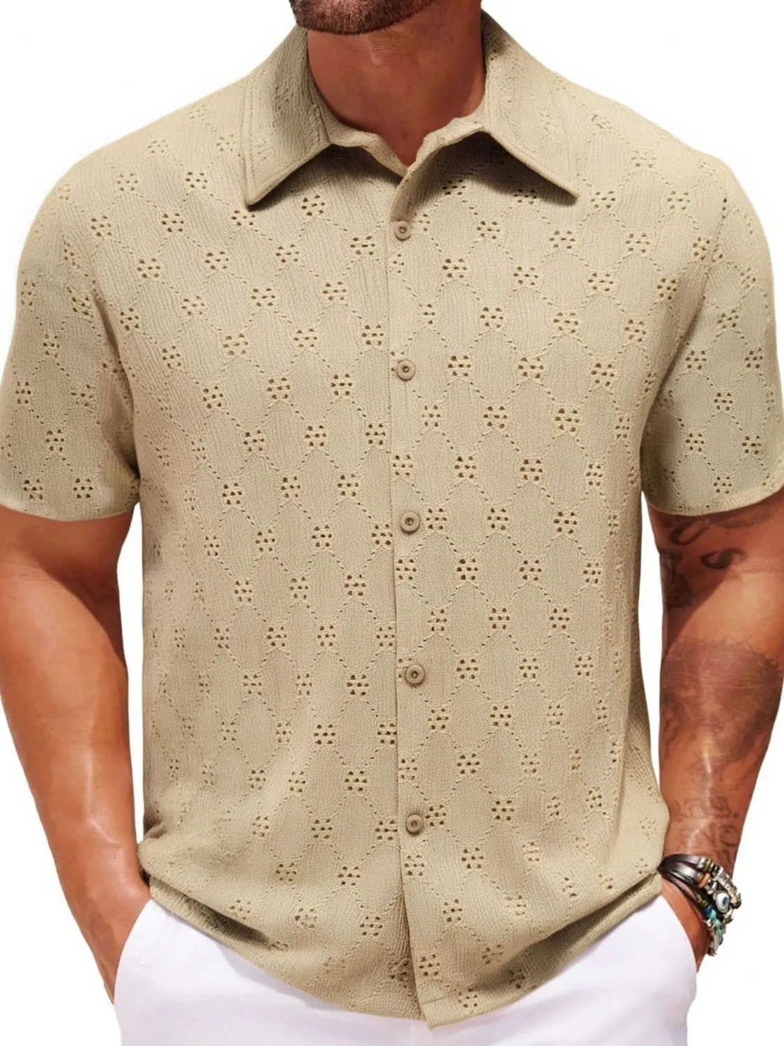 Men's Plus Size Button Down Short Sleeve Shirt
