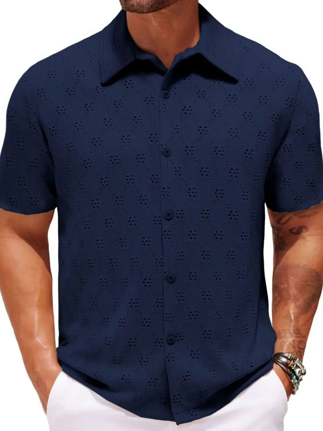 Men's Plus Size Button Down Short Sleeve Shirt