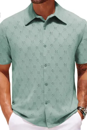 Men's Plus Size Button Down Short Sleeve Shirt
