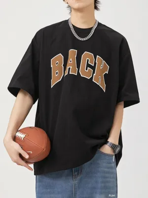 Men's Plus Size Letter Round Neck Half Sleeve T-Shirt