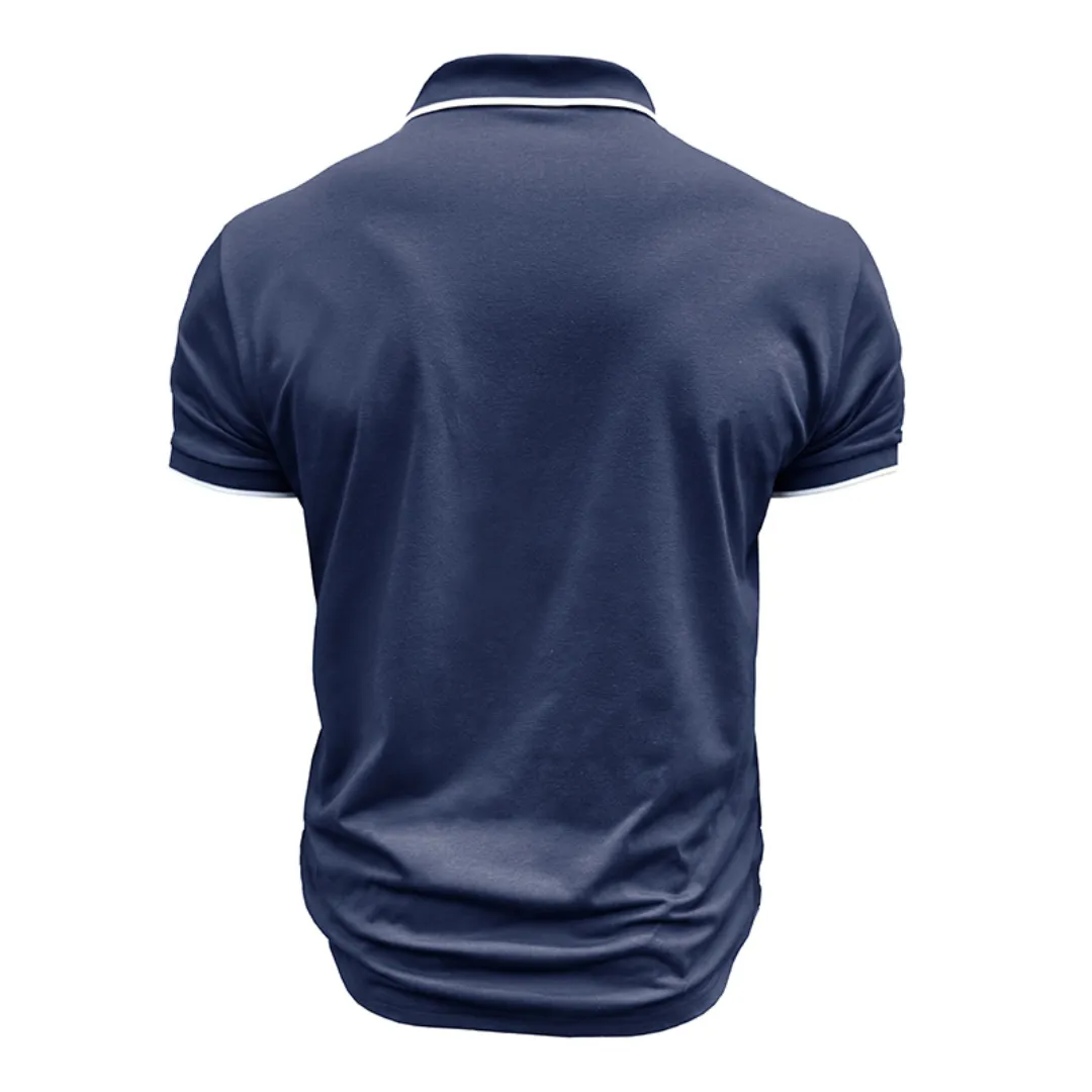 Men's polo shirt classic cotton short sleeve top - versatile everyday wear