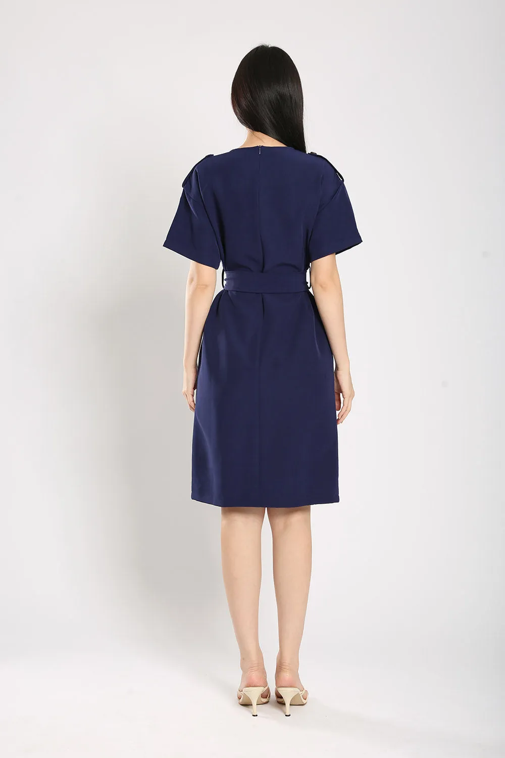 Merrel Midi Dress in Navy Blue