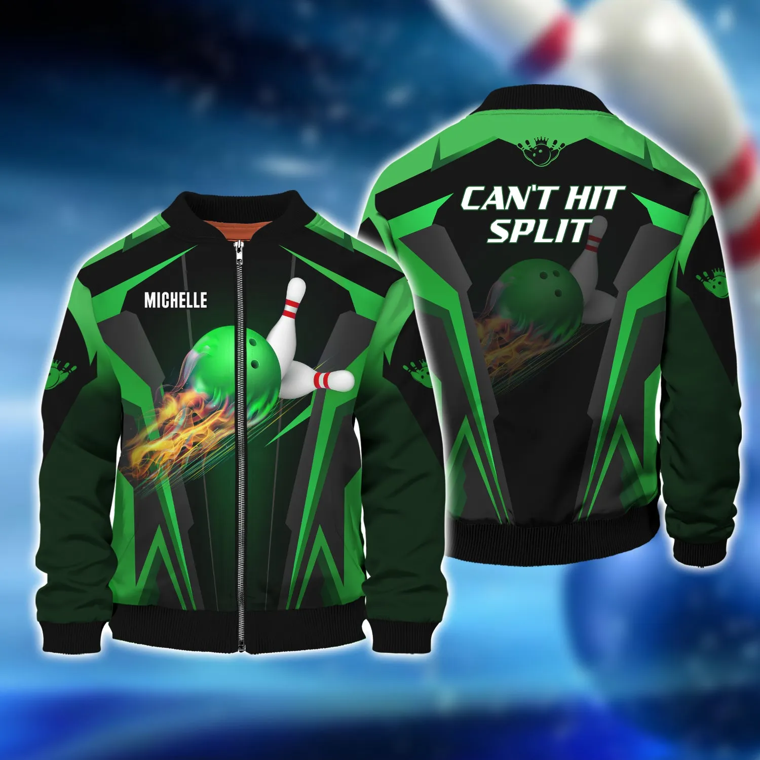 MICHELLE - The Green Bowling Ball in Flames 3D Shirt - QB95