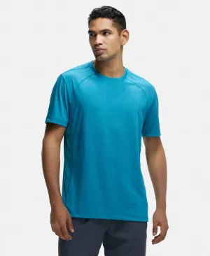 Microfiber Fabric Round Neck Half Sleeve T-Shirt with Breathable Mesh - Caribbean Sea