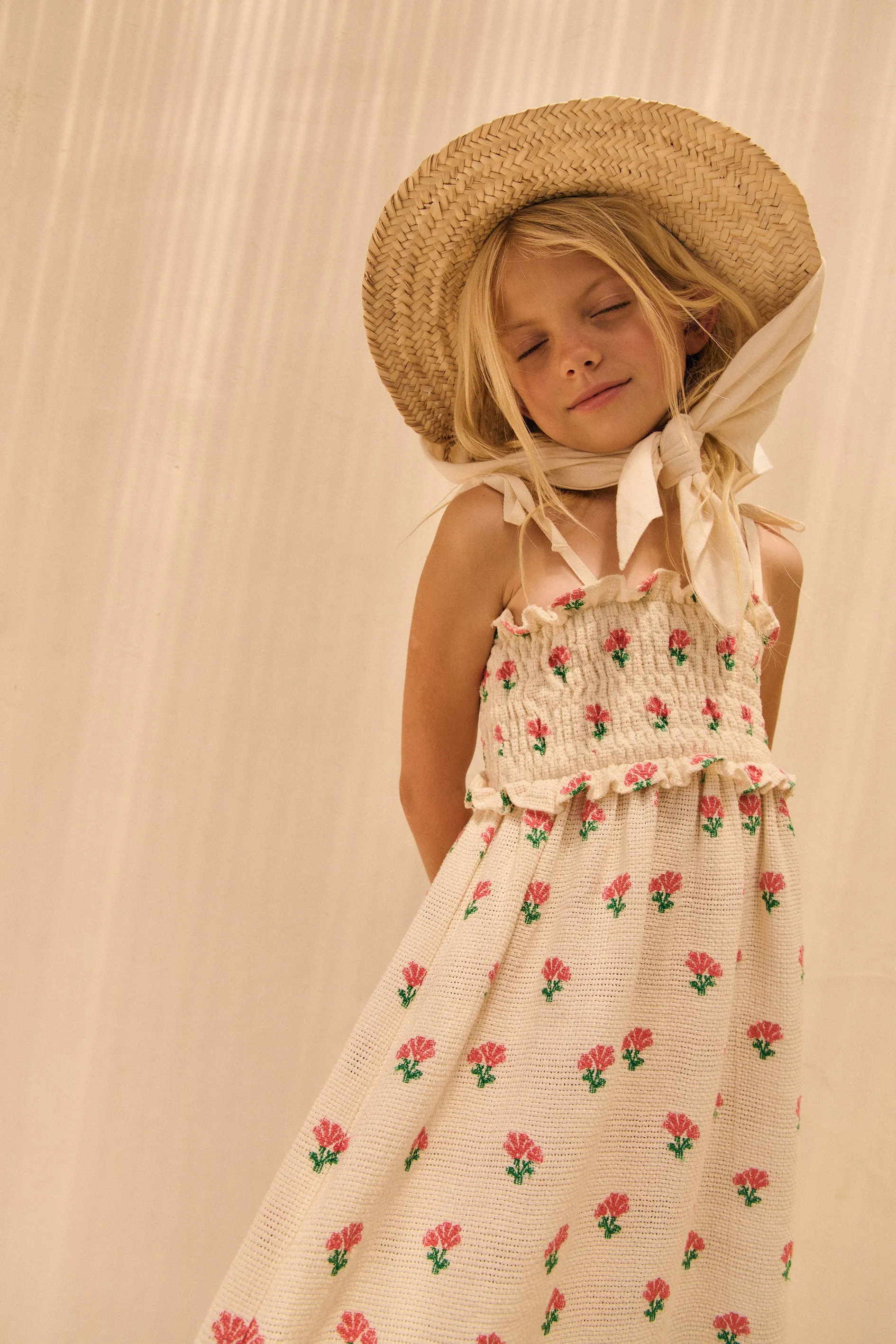 Mipounet Coraline Smock Dress, Organic Cotton Jacquard
