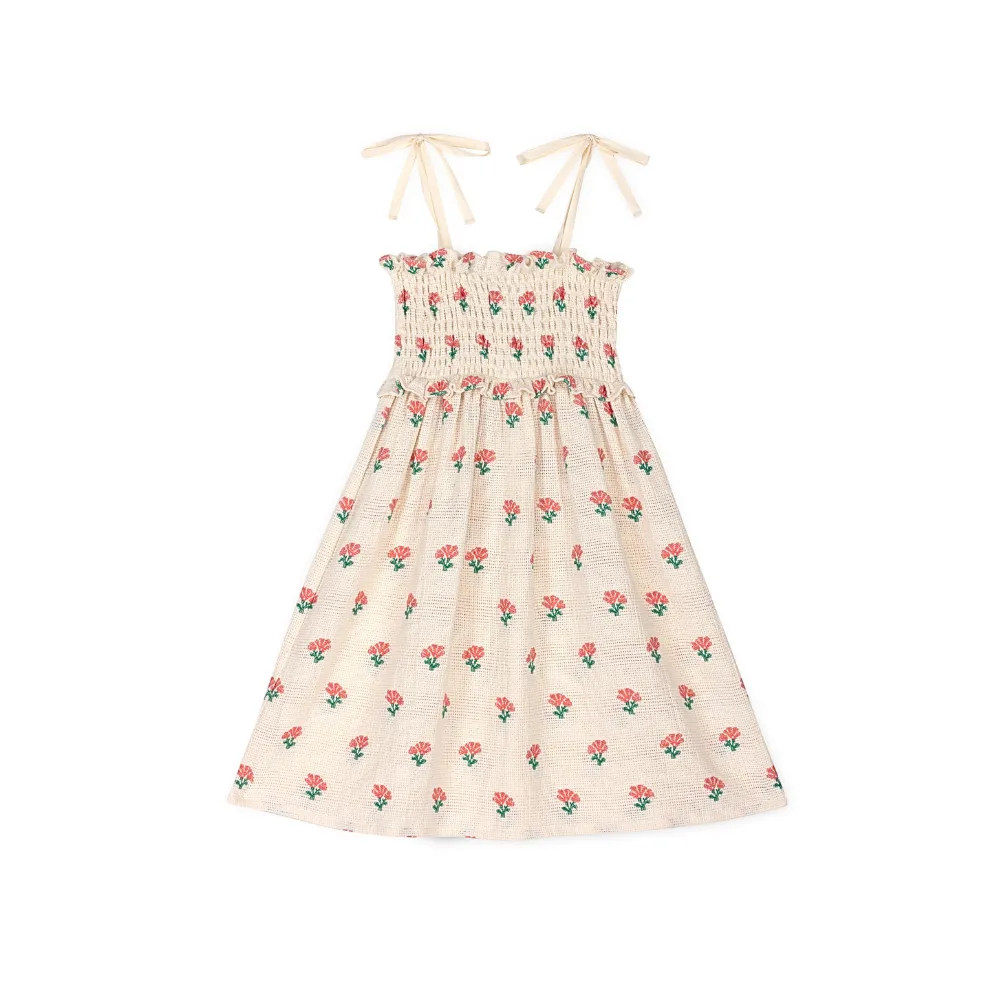 Mipounet Coraline Smock Dress, Organic Cotton Jacquard