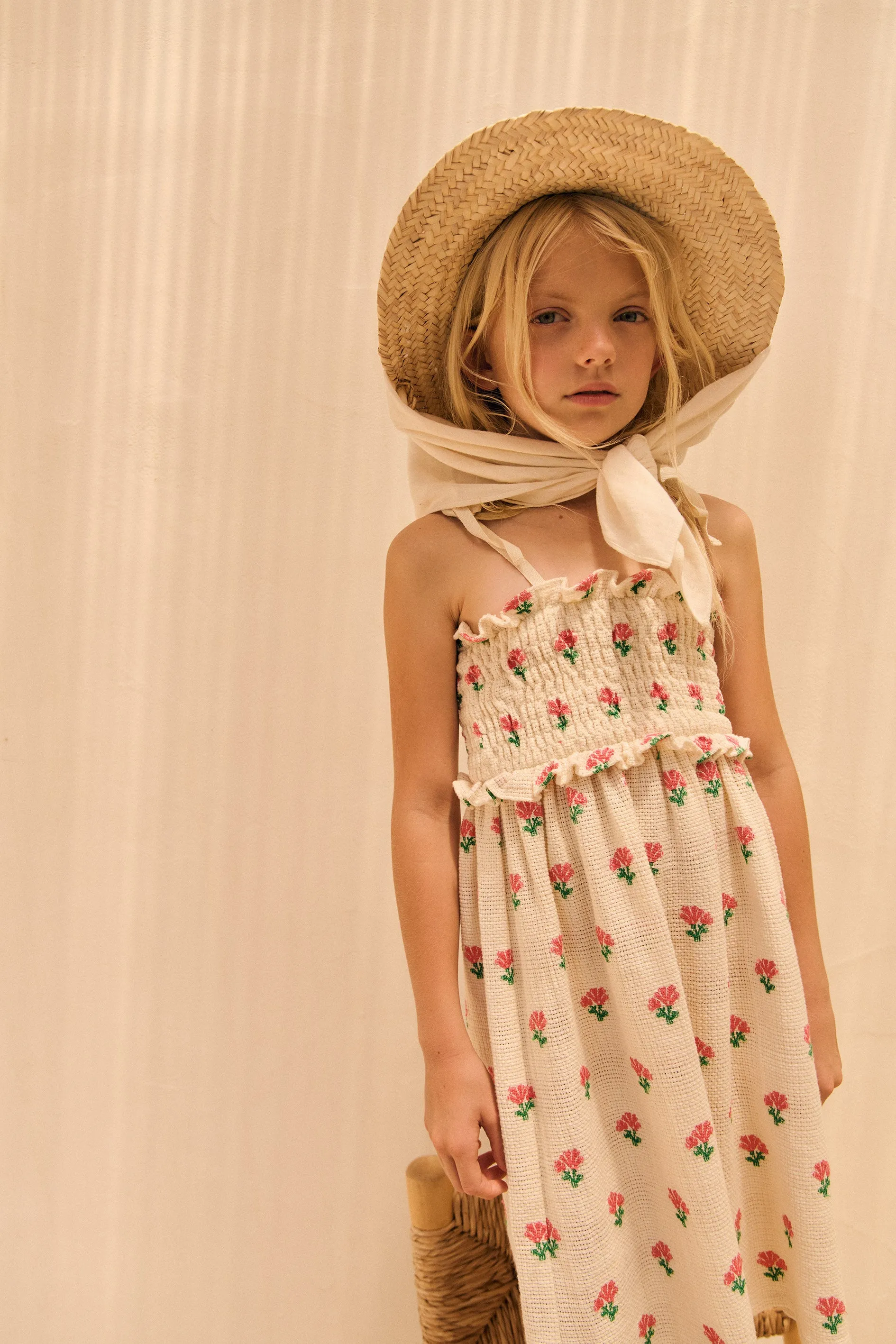 Mipounet Coraline Smock Dress, Organic Cotton Jacquard