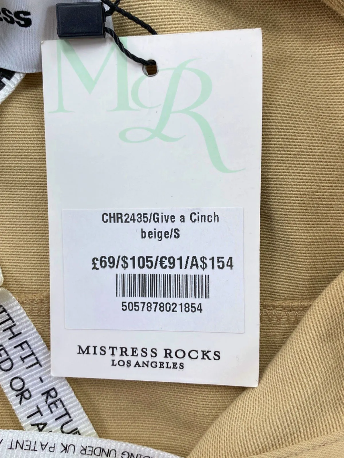 Mistress Rocks Beige Give a Cinch Dress UK S