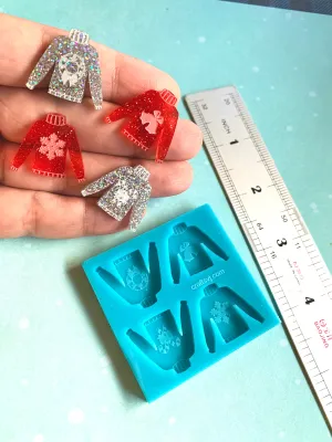 Molde de silicón 25mm (1 pulgada) 4 diseños de ugly sweater