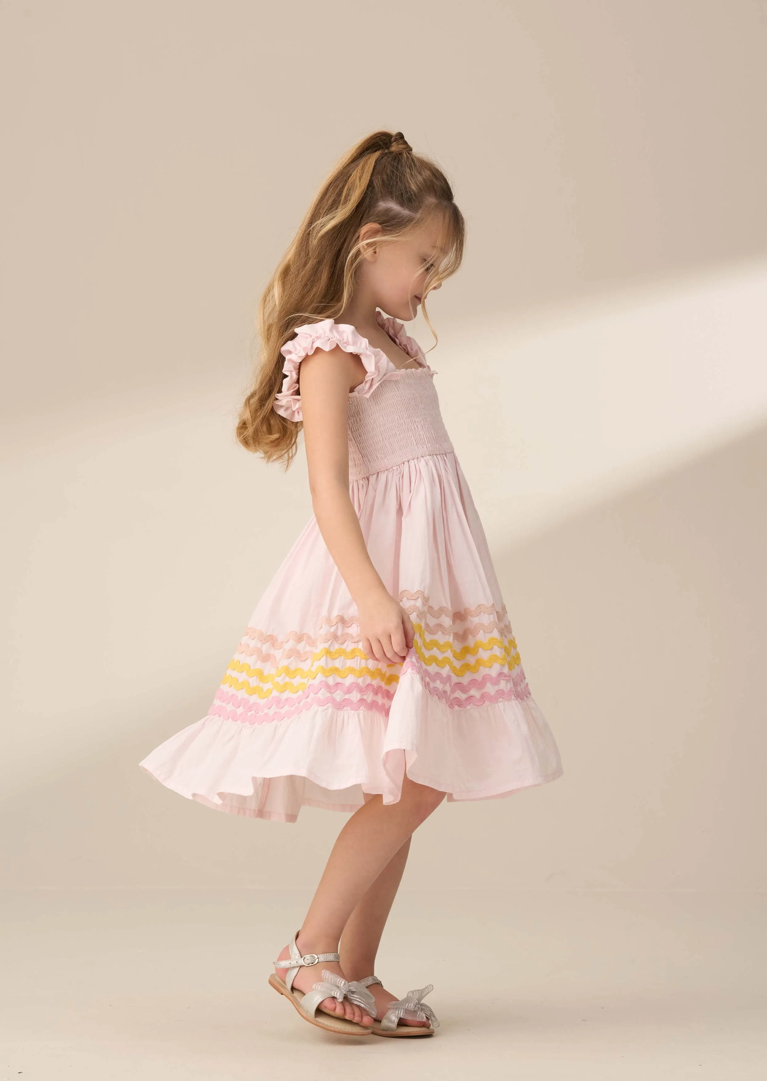 Monique Pink Ric Rac Midi Dress