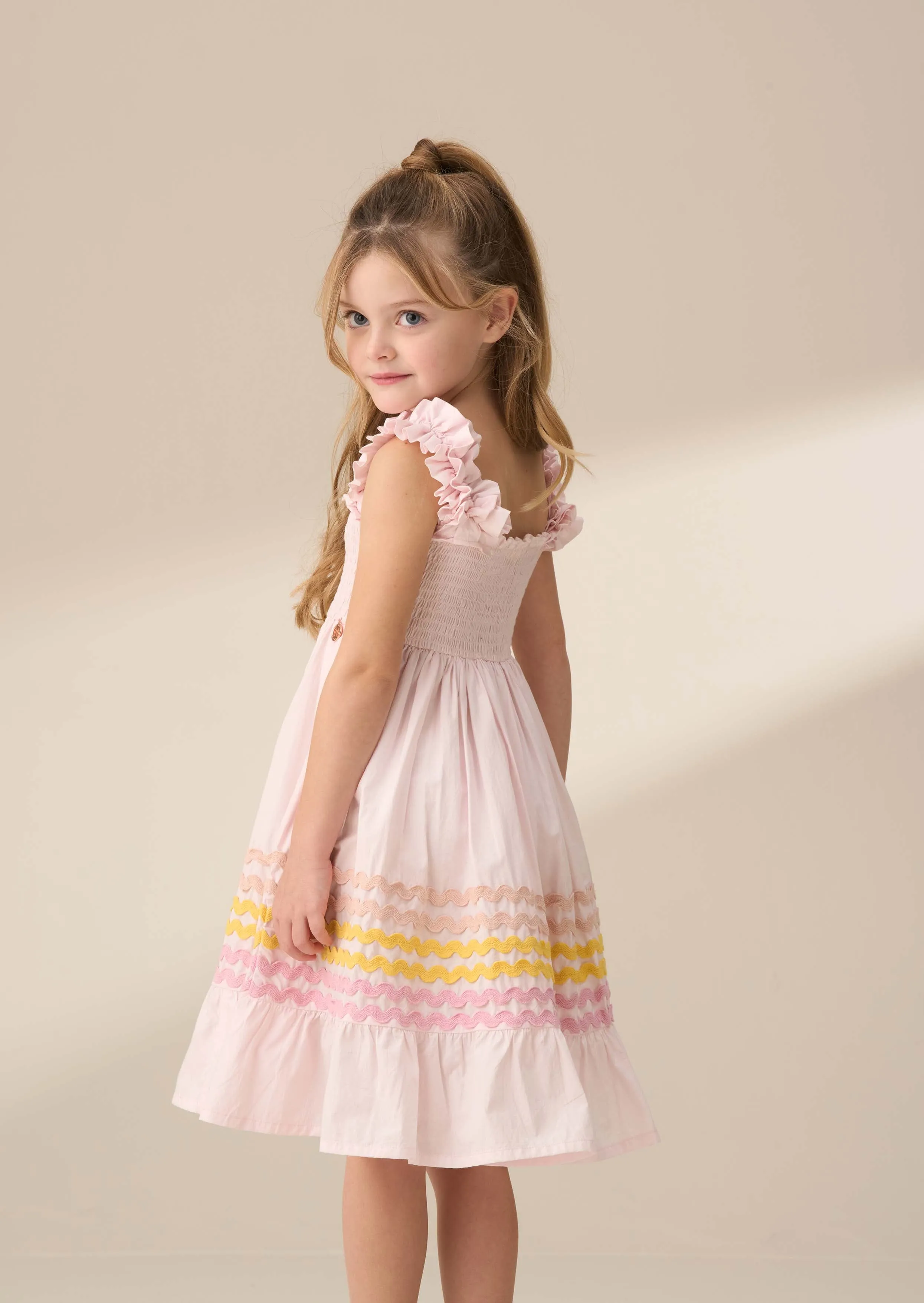 Monique Pink Ric Rac Midi Dress