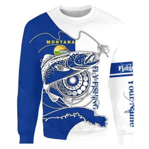 Montana Trouts fly fishing flag patriotic Custom name fishing jerseys | Sweatshirt - NPQ822