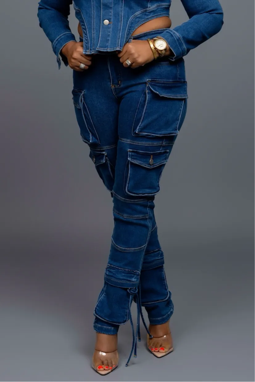 Motto Cargo Jean Set - Dark Wash