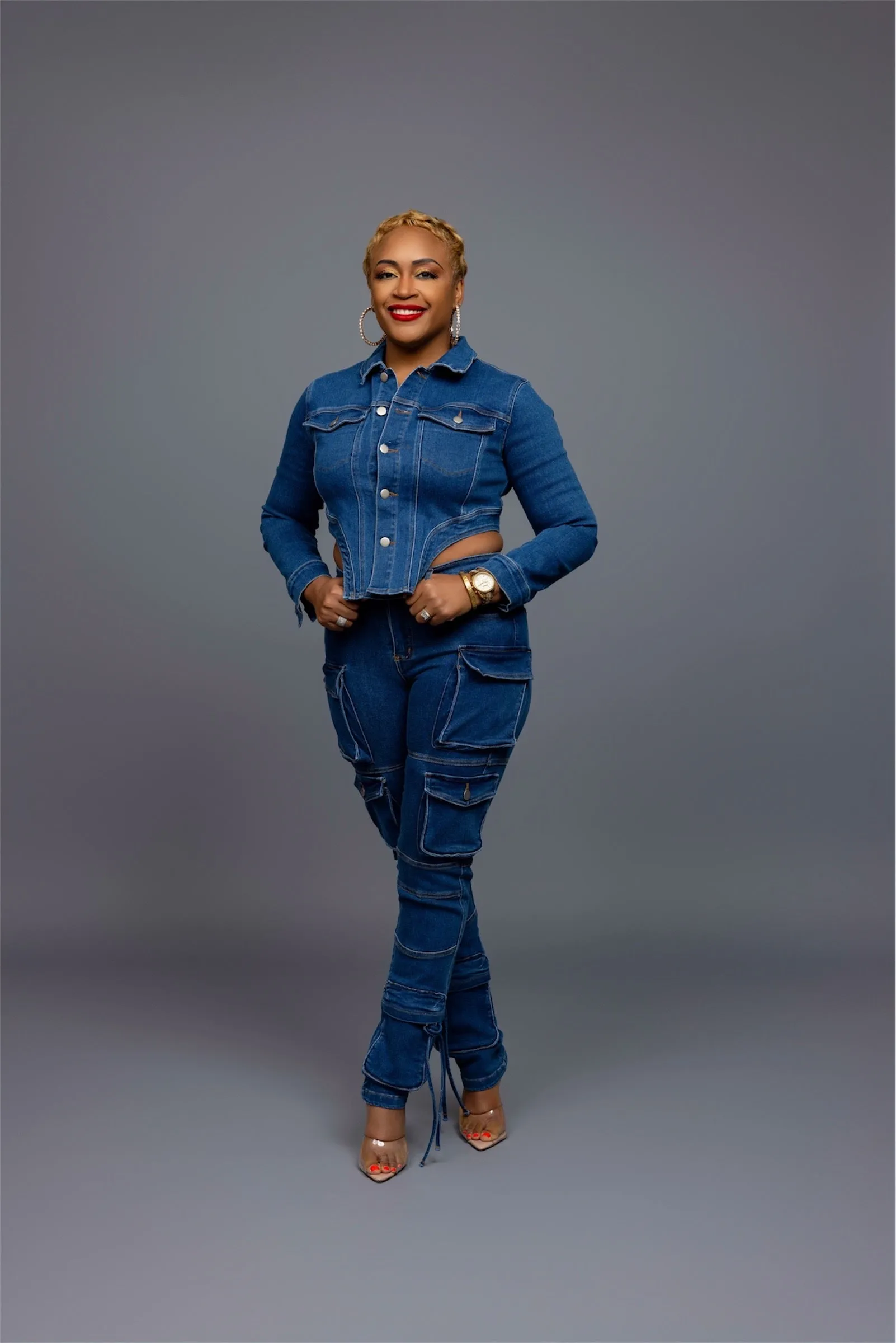 Motto Cargo Jean Set - Dark Wash