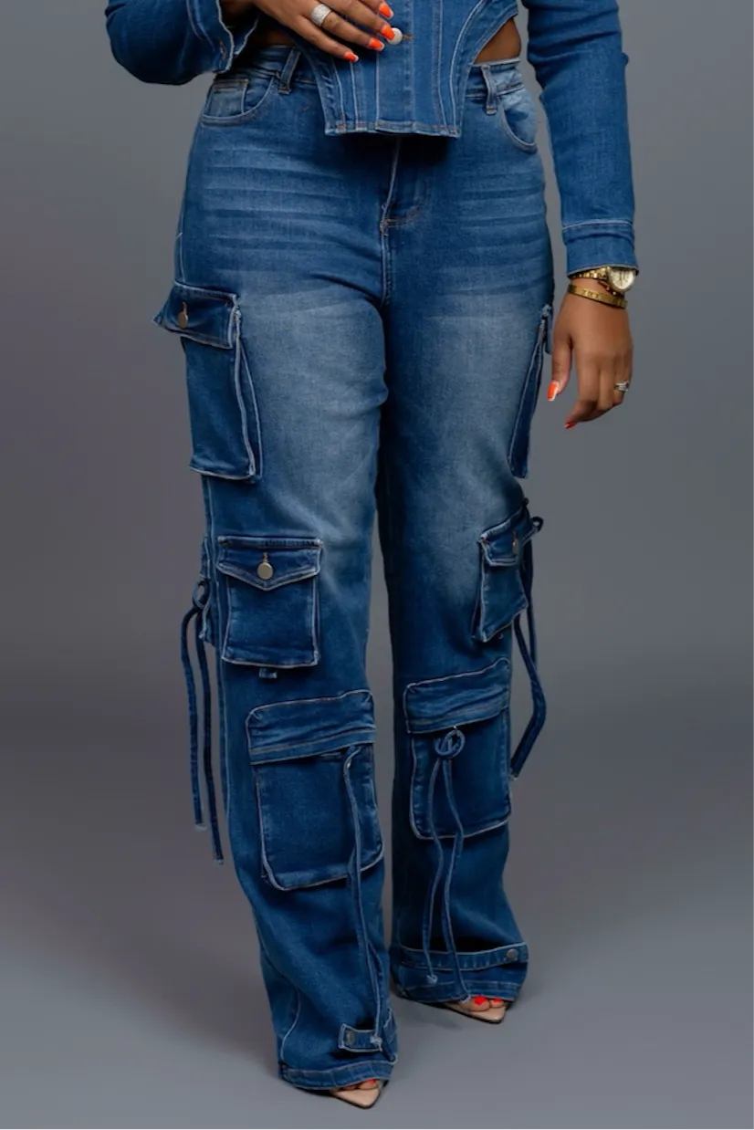 Motto Cargo Jean Set - Dark Wash