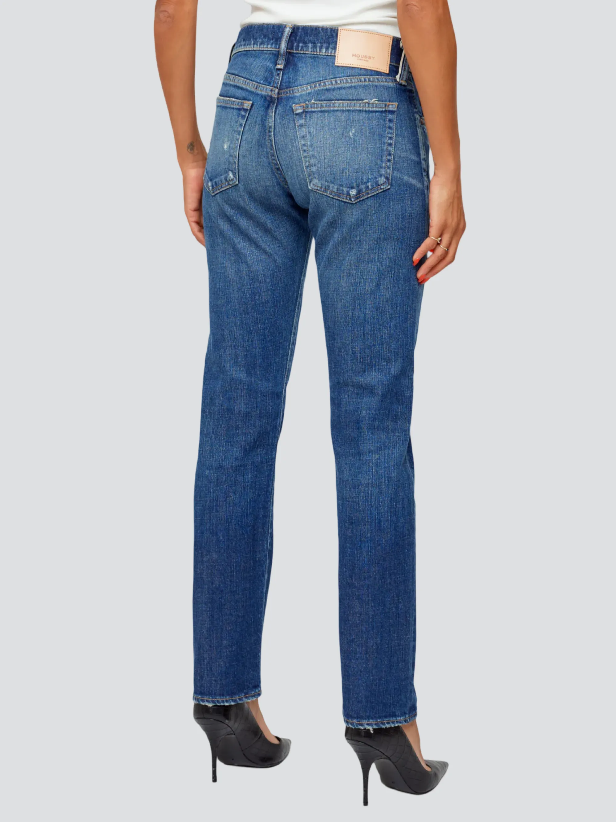 Moussy Vintage MV Moonachie Slim Straight Jeans in Dark Blue