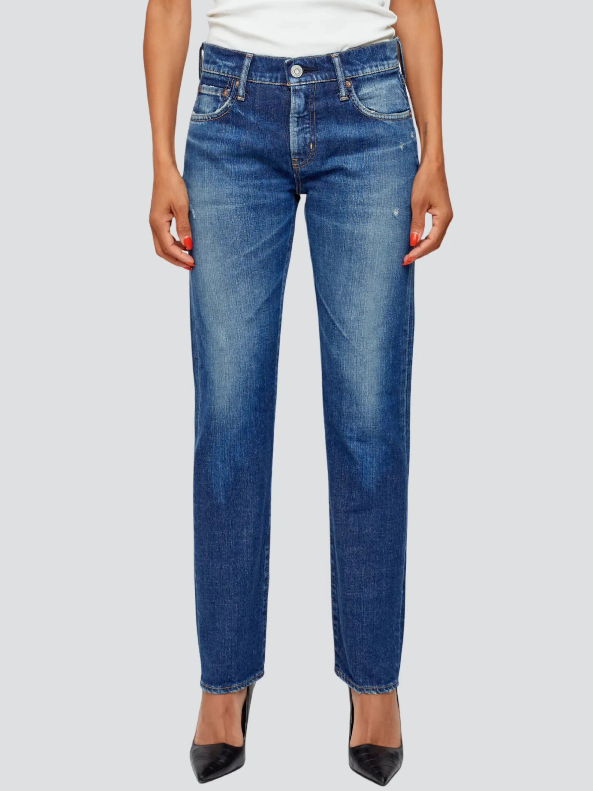 Moussy Vintage MV Moonachie Slim Straight Jeans in Dark Blue