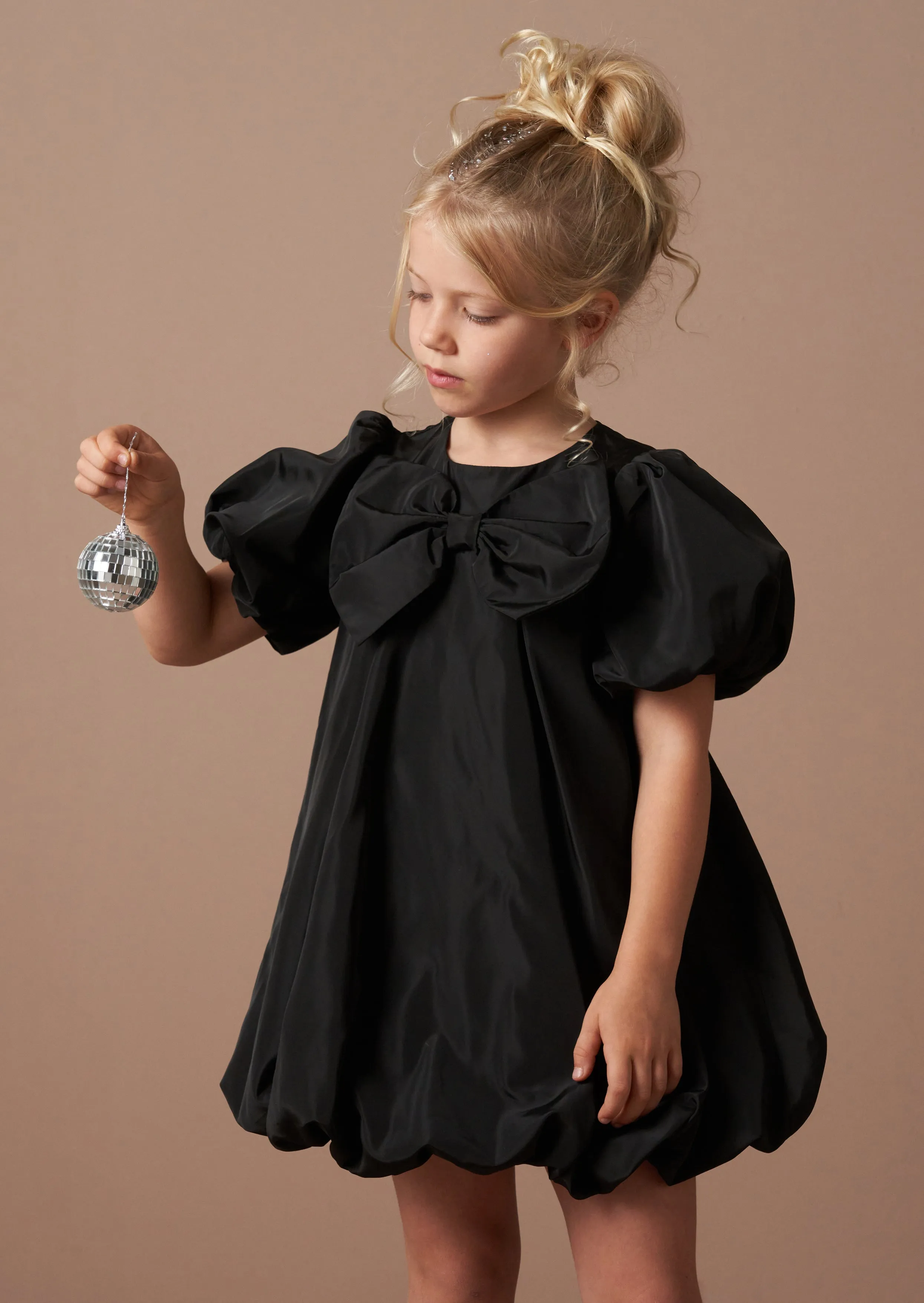 Nadia Black Bubble Hem Bow Dress