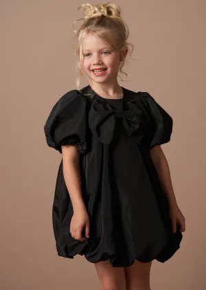 Nadia Black Bubble Hem Bow Dress