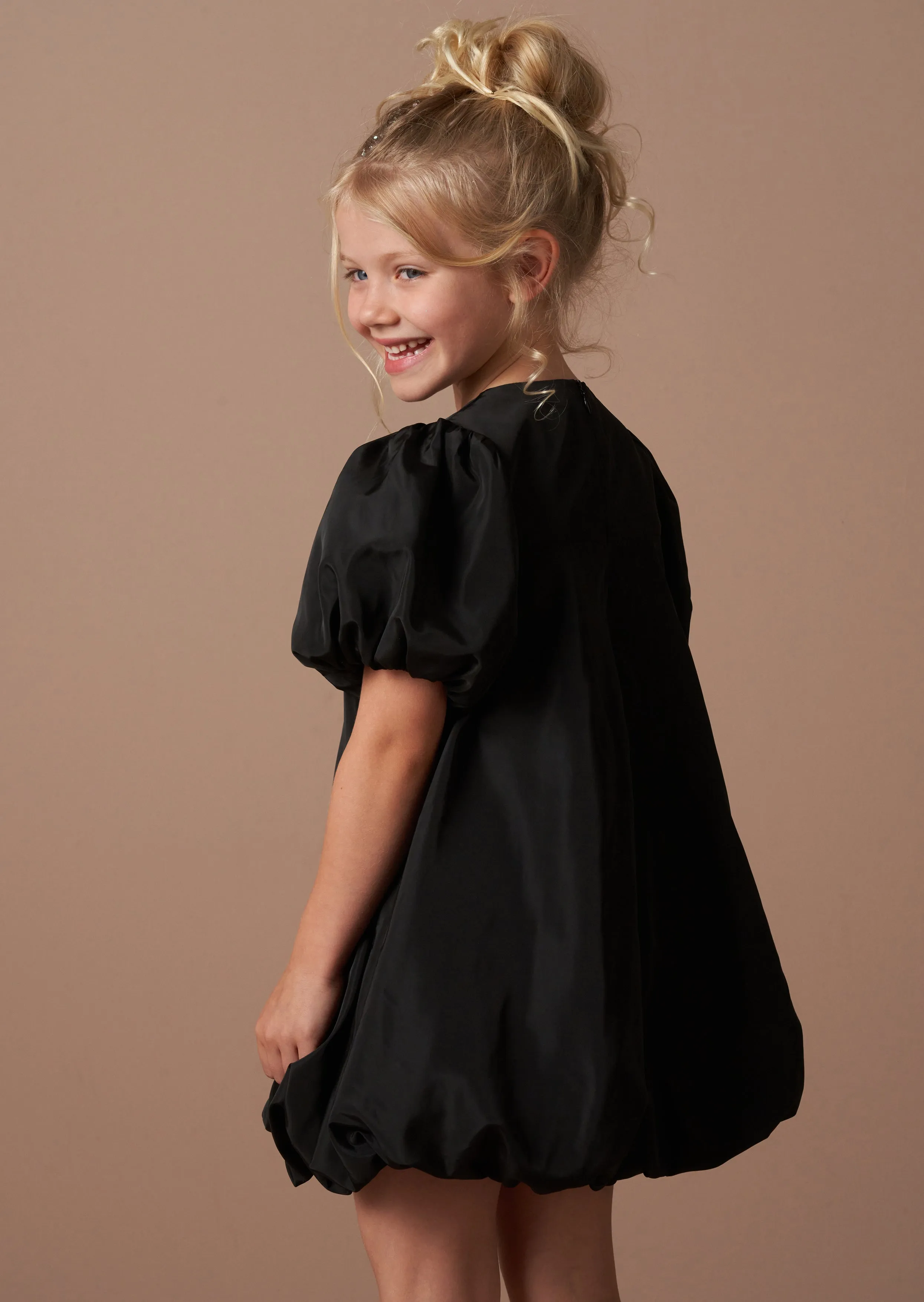 Nadia Black Bubble Hem Bow Dress