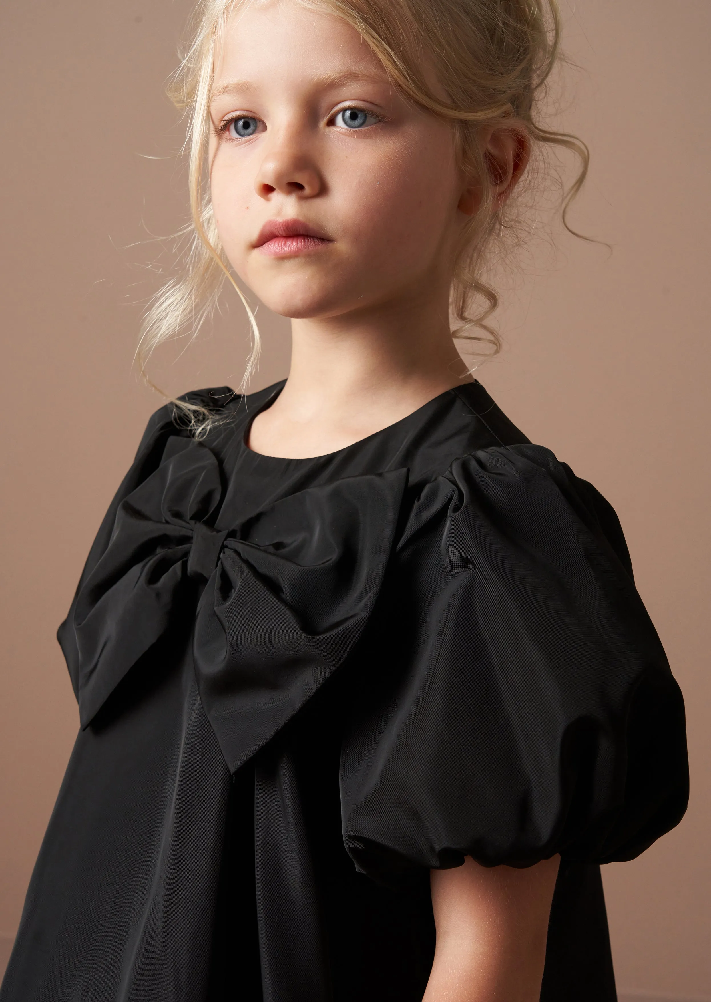 Nadia Black Bubble Hem Bow Dress