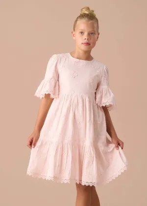 Natalia Pink Textured Floral Dress