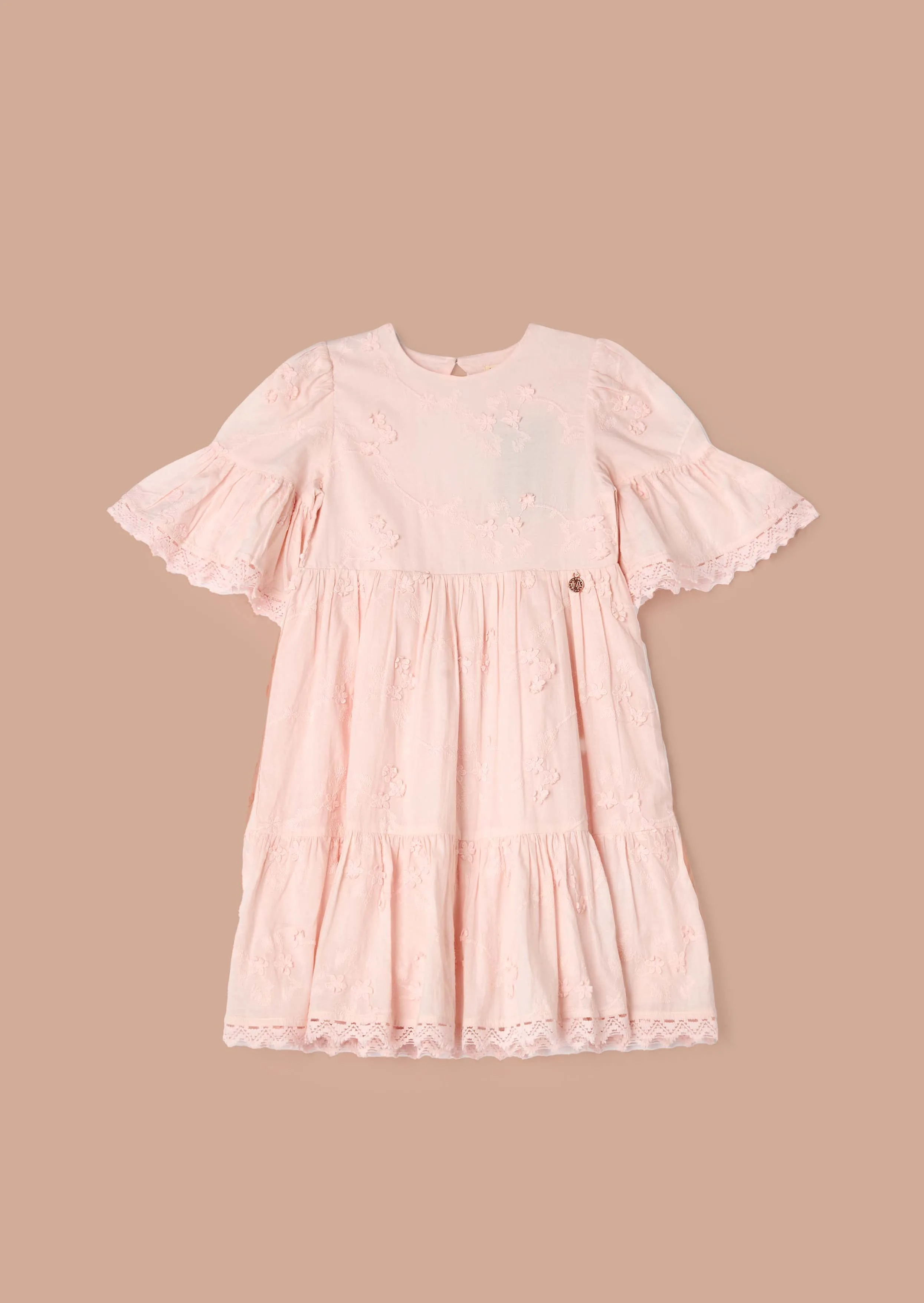Natalia Pink Textured Floral Dress
