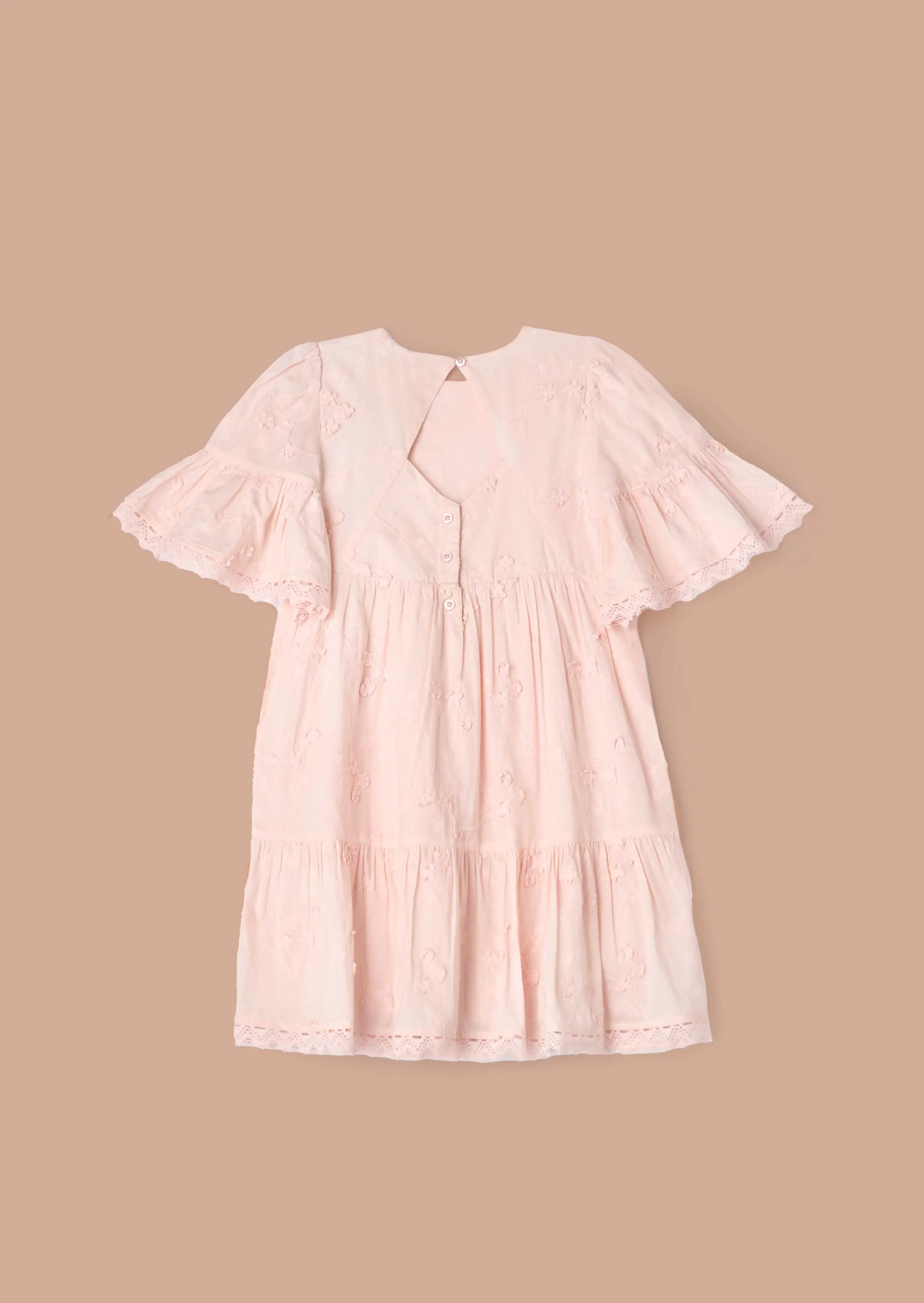 Natalia Pink Textured Floral Dress