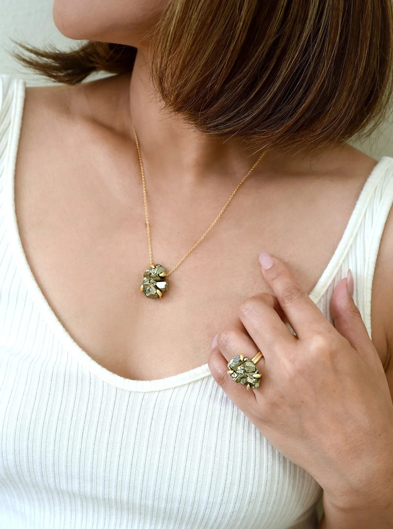 Nature Pyrite Specimen Edgy Necklace