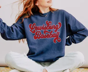 Navy Bella, Comfort Colors, or Gildan Lewisburg Baseball Sweatshirt/Youth and Adult Sizes