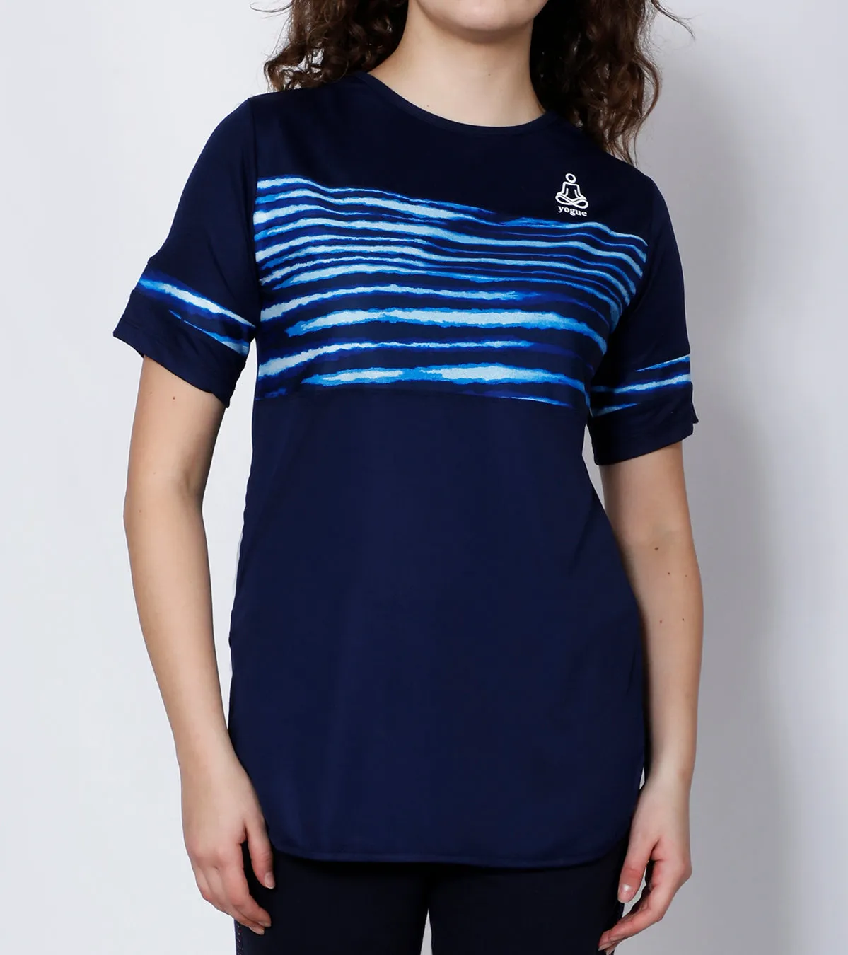 Navy Seawaves Long T-Shirt