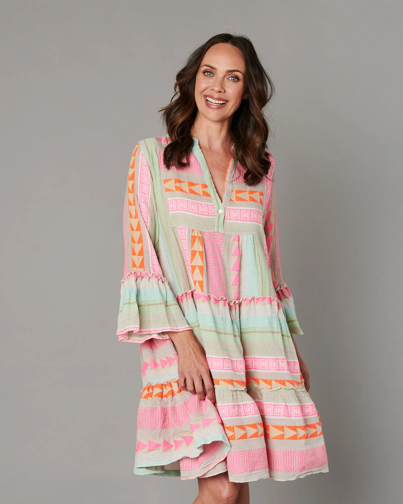 Neon Aztec Midi Dress