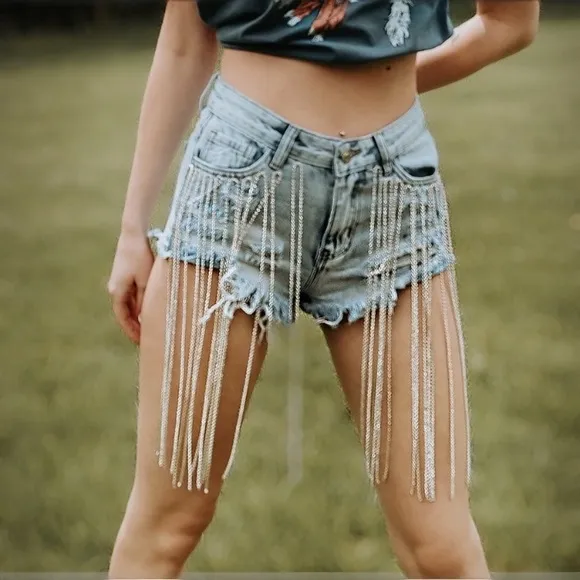 New Dallas Rhinestone Jeans Shorts