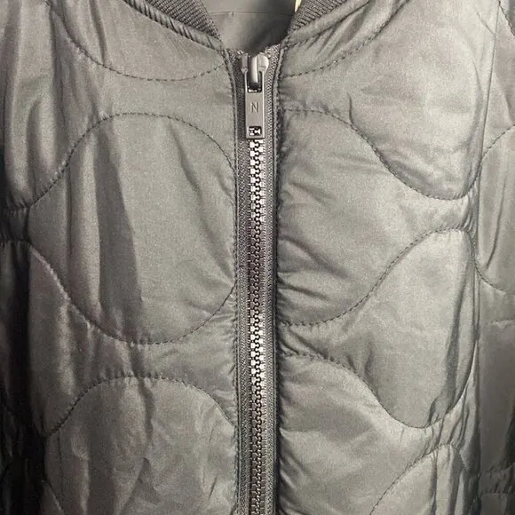 Noisy May Urban Quilted Sherpa Bomber Jacket Black - Size Large