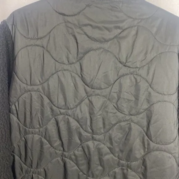 Noisy May Urban Quilted Sherpa Bomber Jacket Black - Size Large