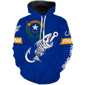 NV Nevada Fishing Flag Fish hook skull Custom name performance fishing jerseys | Hoodie - NPQ734