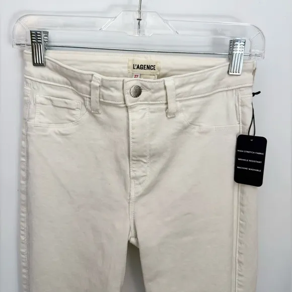 NWOT $245 L’AGENCE Made In USA MARGOT Jeans 27x 26” Crop Ankle Stretch White