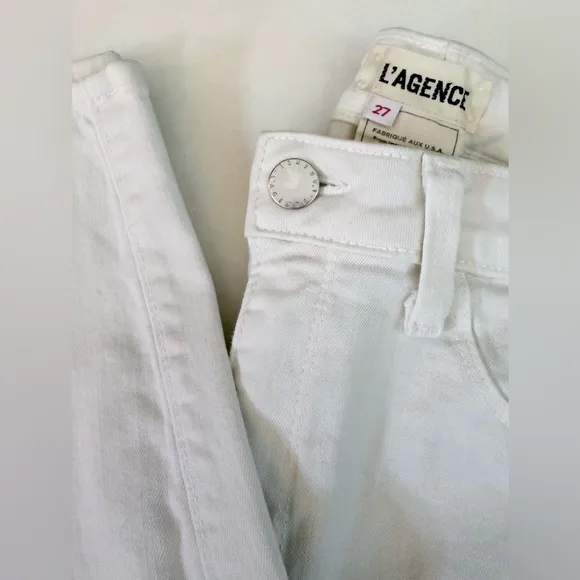 NWOT $245 L’AGENCE Made In USA MARGOT Jeans 27x 26” Crop Ankle Stretch White