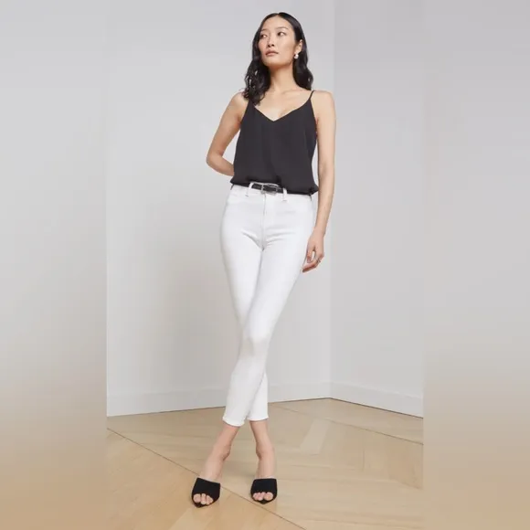 NWOT $245 L’AGENCE Made In USA MARGOT Jeans 27x 26” Crop Ankle Stretch White