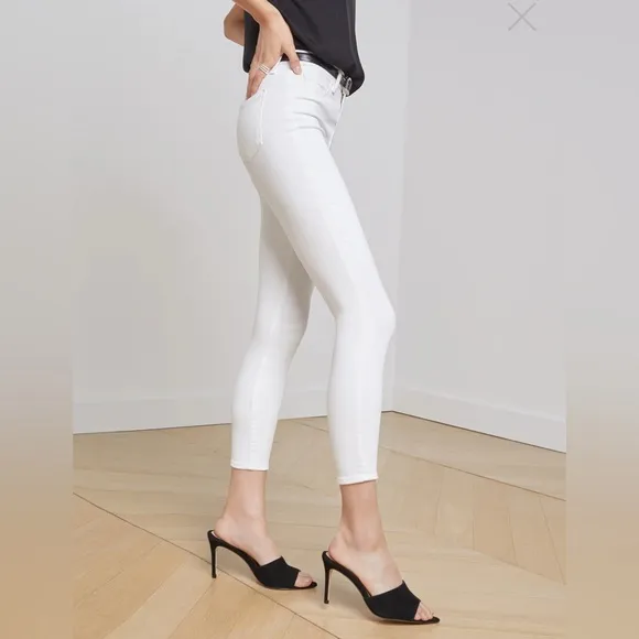 NWOT $245 L’AGENCE Made In USA MARGOT Jeans 27x 26” Crop Ankle Stretch White