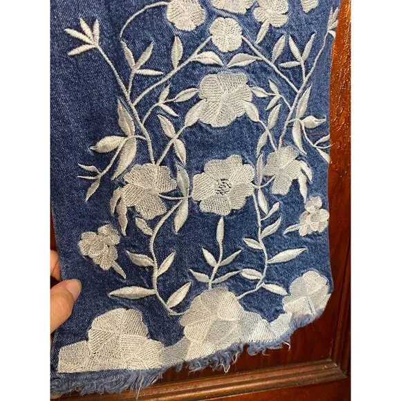 NWOT Anthropologie Pilcro Flare High Rise Jeans Floral Embroidery 29